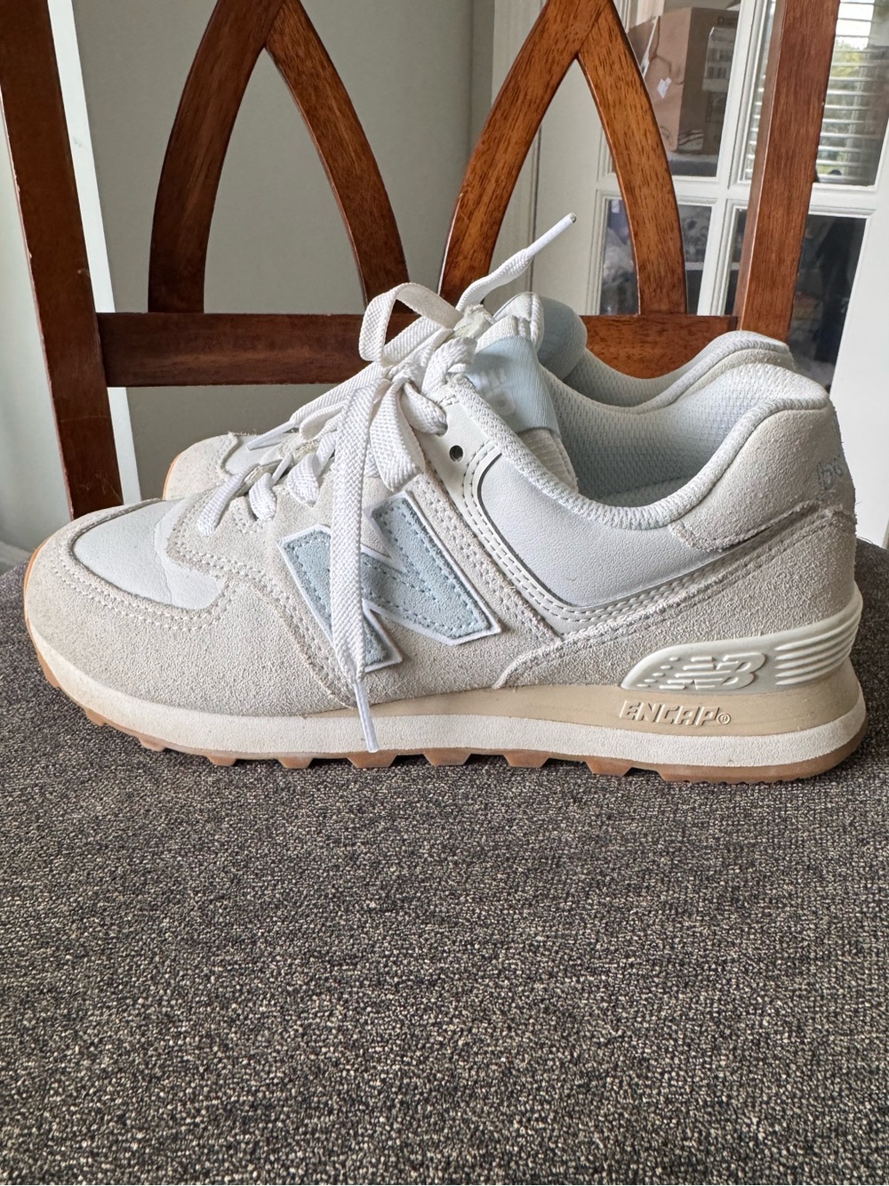 New Balance 574 Sneaker 7 Reflection Light Blue Suede Comfort Athleisure Neutral - Picture 6 of 11